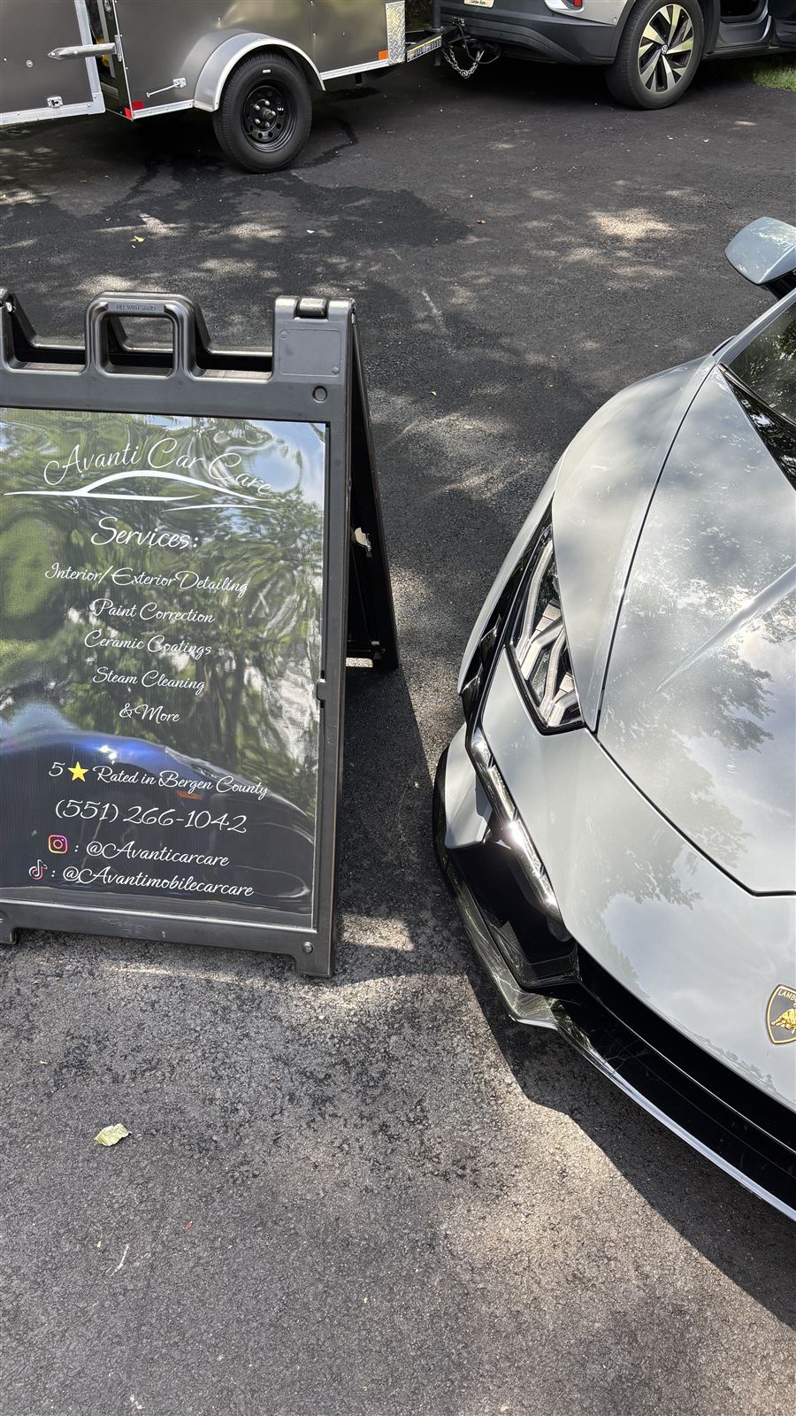 Nardo grey Lamborghini Huracan detailed by Avanti Car Care mobile detailing in Bergen County NJ